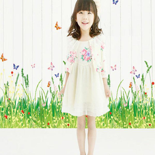 Cartoon New wall stickers spring field romantic warm wallpapers removable corner waist line stickers