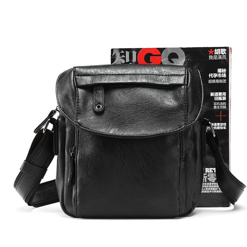 Business Briefcase Men Black Leather Large-capacity Anti-theft Shoulder Computer Mobile Phone Bag