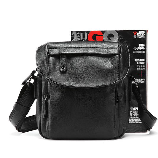 Business Briefcase Men Black Leather Large-capacity Anti-theft Shoulder Computer Mobile Phone Bag