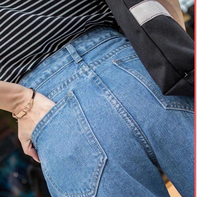 WTEMPO Straight Wide-leg Pants Female Cropped Jeans Female Loose Thin Skinny High Waist Summer Straight