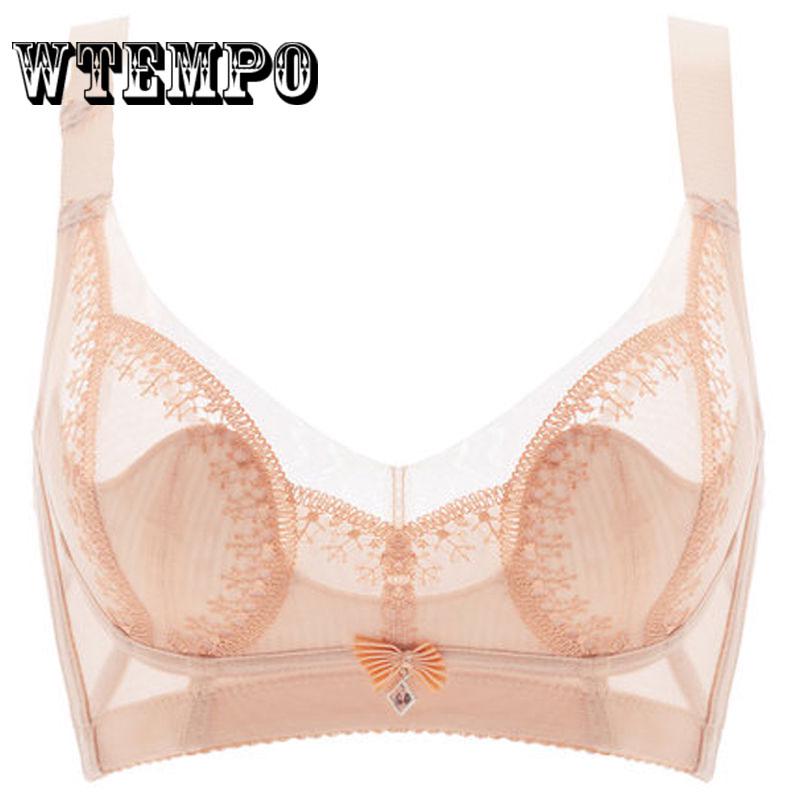 Sexy Lace Underwear Women's No Steel Rings Ultra-thin Cups Receive The Deputy Milk Anti-Sag on The
