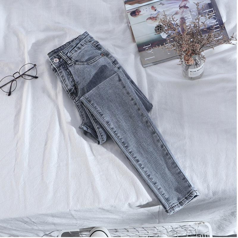 Large Size Jeans Women's High Waist Was Thin Spring and Autumn Tight-fitting Korean Students All-match Pencil Pants with Small Feet