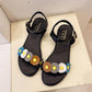 Cute Sandals Female Fairy Style Summer Wild Flowers Flat Casual Soft Sole Student Shoes