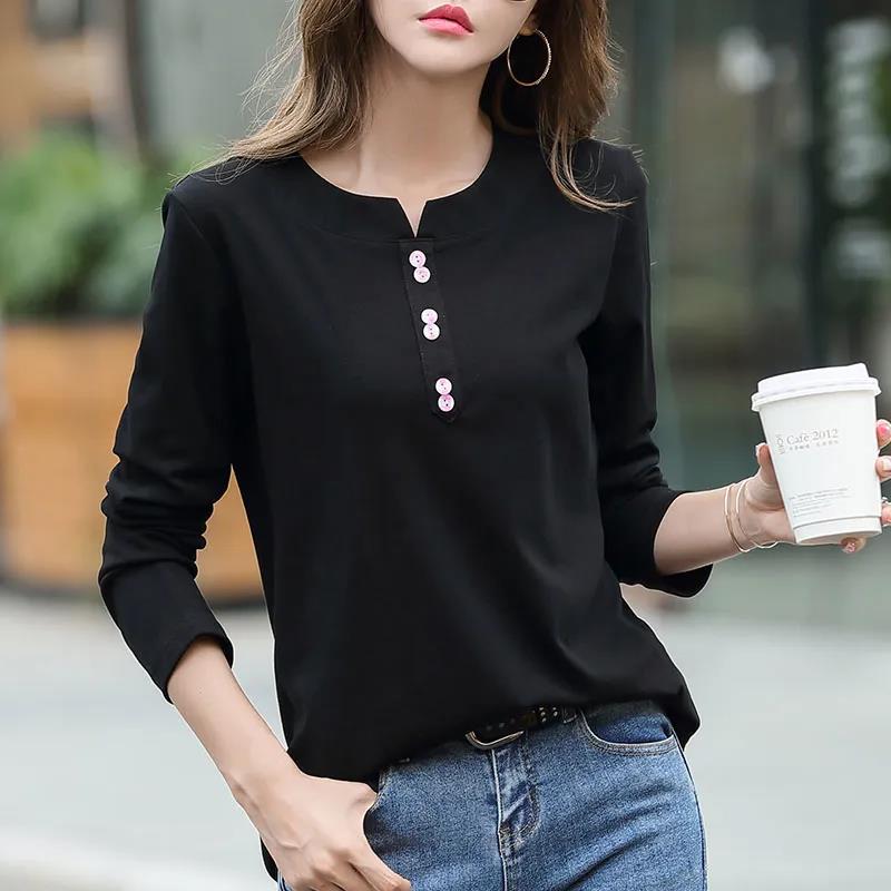 Women Cotton Shirts Casual Pullovers Long Sleeves T-Shirts Premium Bottoming Shirts
