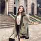 Tooling Padded Jacket Women Winter Korean Mid-length Large Fur Collar Loose BF Thick Plus Velvet Padded Jacket