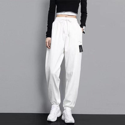 Summer Thin Sports Pants Men's and Women's Trousers Solid Color Beam Feet Ins Loose and Versatile Casual Drawstring Pants