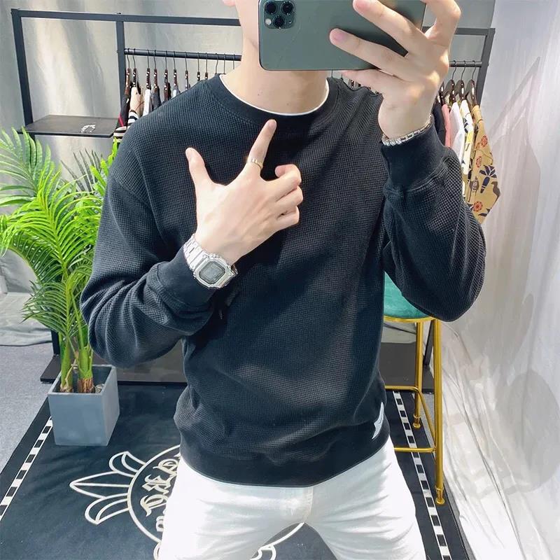 Men's Winter Plus Velvet Thickening Men's Long-sleeved Round Neck Simple Trendy Top Clothes Sweater