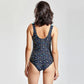 Plus Size Simple Printed One-piece Swimsuit Women Cover Belly Show Thin Flower Swimwear Beach Seaside Swimming Suit Breathable
