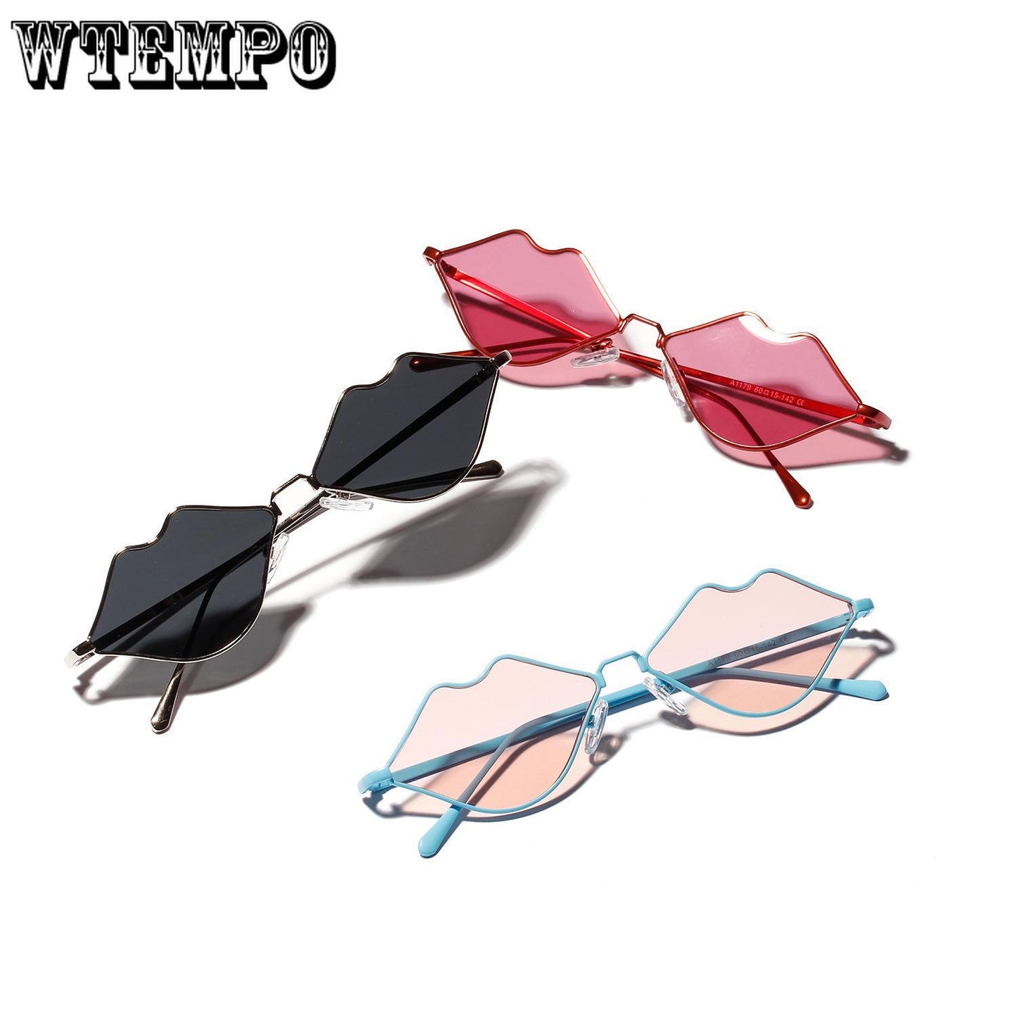WTEMPO Lips glasses Europe and the United States personality red lips sunglasses female color lens