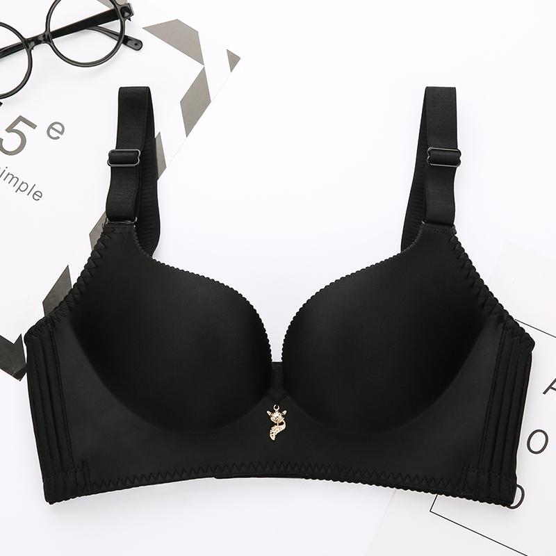 Women Rimless Gathered Bras Women Plus Size Push Up Underwear Bras Solid Adjusted Brassieres