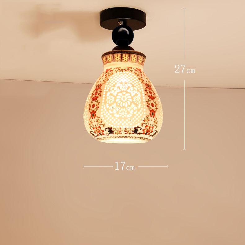 Chinese Chandelier Balcony Lantern Chandelier Creative Restaurant Chafing Dish Shop Ceramic Lamp