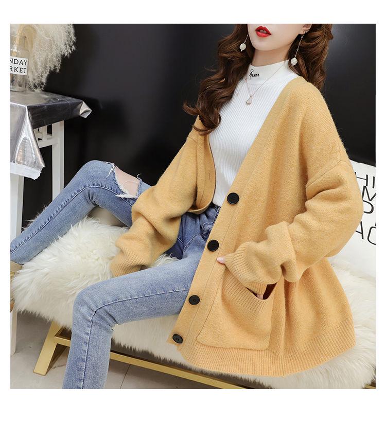 Autumn Sweater Cardigans Women V Neck Open Stitch Loose Sweater Jacket Cheap Clothes Lady Knit Coat