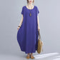Simple Style Summer Polyester-cotton Sleeveless Dress Plus Size Women's Retro Solid Color Slim Long Dress Loose Robe