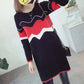 Spring and Autumn Mid-length Maternity Wear Sweater Round Neck Long-sleeved Splicing Color Base Skirt Low-neck Versatile Fashion Jacket