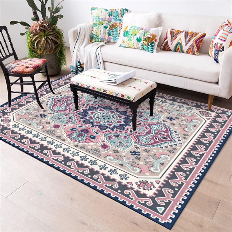 Household Carpet European Ethnic Style Carpet Geometric Pattern Bedroom Carpet Door Mat Living Room Kitchen Bedside Mat Carpet