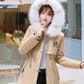 Large Fur Collar Women's Parker Clothing Mid-length Loose Padded Jacket Plus Velvet Plus Size Tight-fitting Thin Cotton Jacket