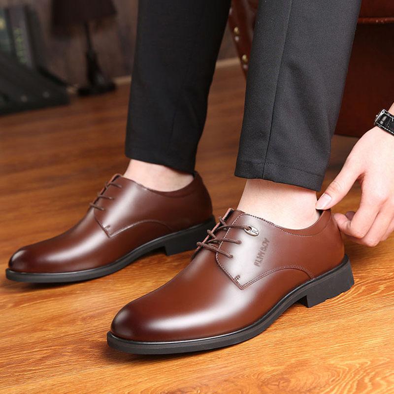 Men's Business Casual Leather Shoes Non-slip British Men's Shoes Breathable Work Men's Work Shoes