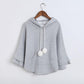Spring and Autumn Cotton Sweater Hooded Thick Top Loose Bf Cape Bat Shirt