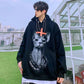 Gothic Punk Sweatshirts Pullover Hoodies Women White Black Printed Oversized Harajuku Sport Shirt Fashion Streetwear Tops with Chain Girl Long Hoodies