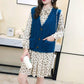 Autumn and Winter Knitted Cardigan Vest with Sleeveless Solid Color Jacket Fashion Casual Women Sweater