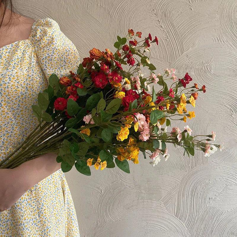 European and American Style Simulation Flower Small Rose Fake Flower Props Holding Flowers Rose Florist Home Furnishing Decoration