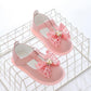 Girl's Bowknot Velcro Soft Soled Pink Single Breathable Shoes Girls' Non Slip Hollow Out Light Princess Shoes