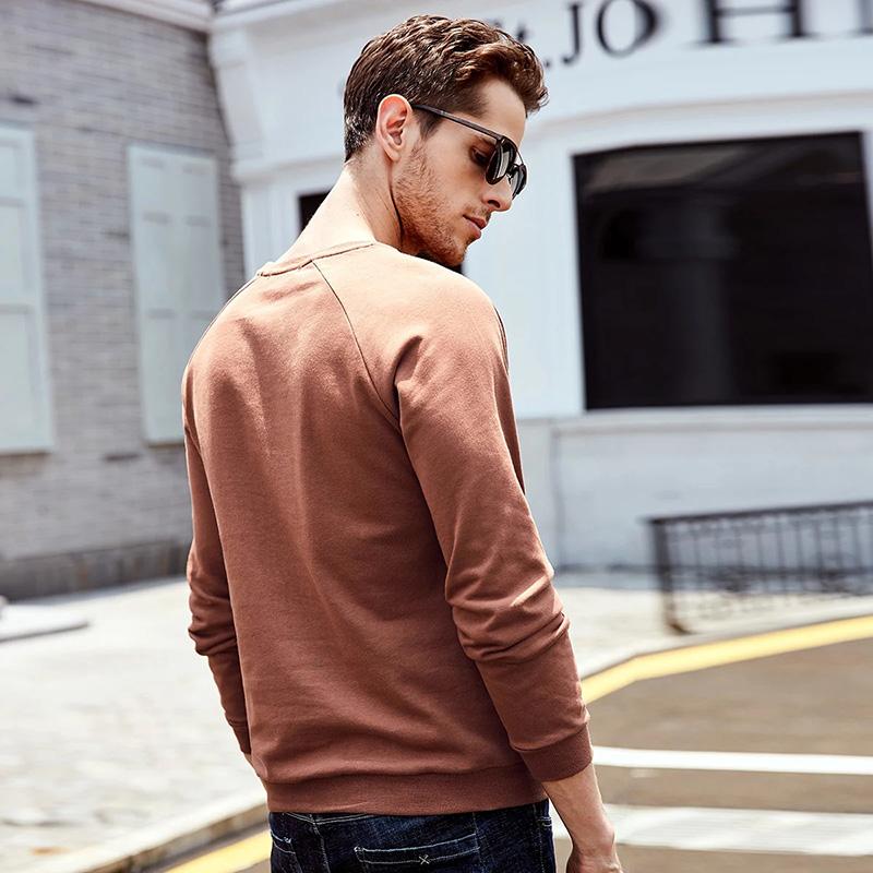 Men's Spring and Autumn Printing Shirt All-match Long-sleeved T-shirt Men's Bottoming Shirt Cotton Round Neck Comfortable Top Solid Casual Shirts