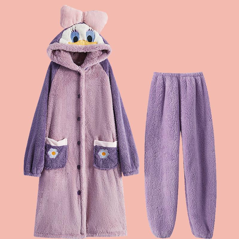 Pajamas Women Plus Velvet Thick Coral Velvet Long Style Can Be Worn Outside Night Gown Women Winter Night Skirt Women Cute Home Service