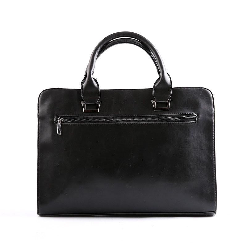 Business Briefcase Men Leather Large Capacity Zipper Crossbody Bags Shoulder Waterproof Computer Bag