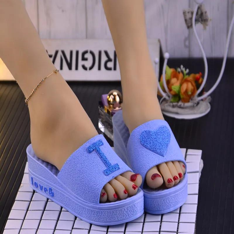 High Heel Summer Slippers Women's Thick Bottom Non-slip Wear-resistant Home Wear Slippers