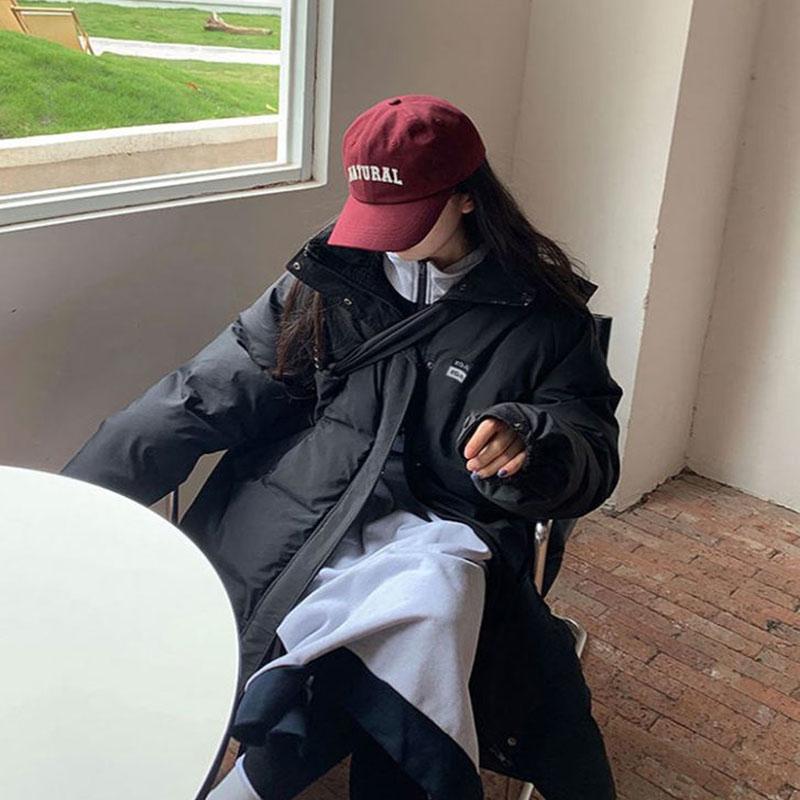 Down Jacket Winter Ladies Fashion Korean Thick Warmth In The Long Section Over The Knee Large Size Cotton Jacket