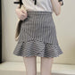 Pofulove Women Anti-light Mermaid Skirt High Waist Slim Sexy Plaid Mermaid Mini A-line Hip Skirt