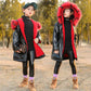 Girls Plus Velvet Thick Mid-length Winter Clothes Windbreaker Warm Coat with Large Fur Collar