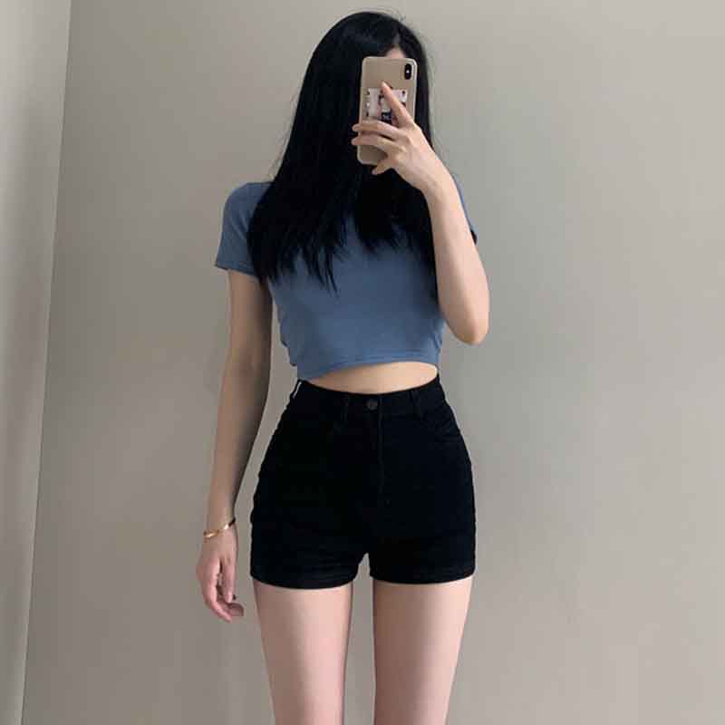 Ultra-short Bag Hip High Waist A-line Denim Shorts Women's Summer Thin Buttocks Sexy Girl
