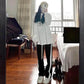 Black Bend Track Pants Women Loose Spring and Autumn Side Stripes Straight Casual Pants High Waist Pants Drape Wide-leg Pants