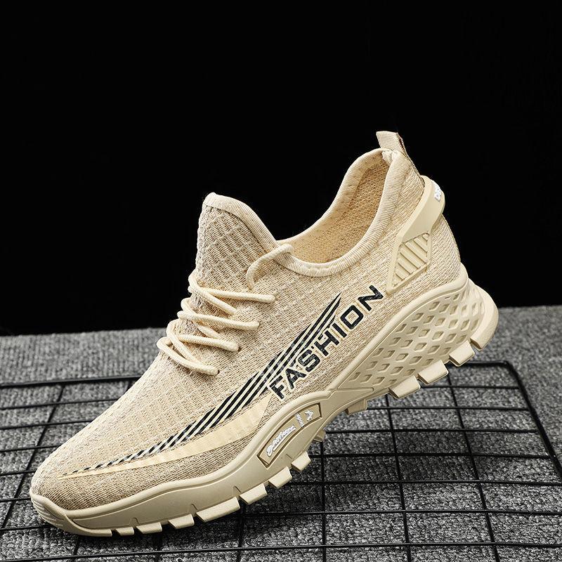 Spring and Autumn Men's Trendy Shoes Flying Mesh Casual Sports Men's Shoes Korean Version of All-match Running Shoes Light