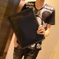 Business Briefcase Men Simple Leather Zipper Crossbody Bags Waterproof Shoulder Computer Bag Handbag