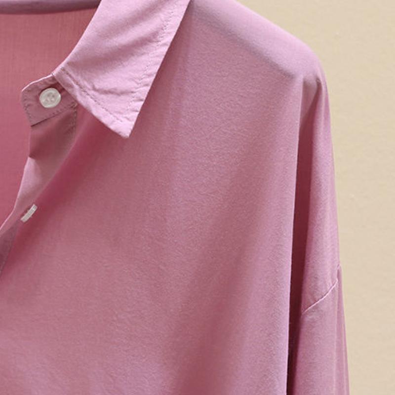 Cotton Shirt Women's 2021 Spring and Autumn Korean Version of Solid Color Long-sleeved Drape Loose Casual Sunscreen Shirt Top