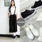 Women's 8cm Height-increasing White Shoes Single Shoes Real Cowhide Thick-soled Pedal Lazy Casual Shoes Flat-bottomed High-heeled Shoes for Students