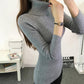 Women Black Warm Turtleneck Pullover Sweater Skinny Thick Pure Knitted Bottoming Shirt Coat