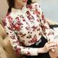 Women's Autumn Floral Printed Blouses Plus Size Thin Plush Tops Female Witner Long Sleeve Blouse