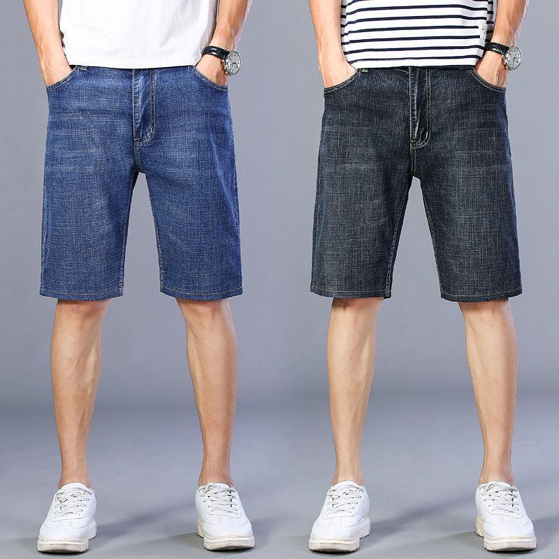 Men's Denim Shorts High Waist Five-quarter Pants Summer Thin Jeans