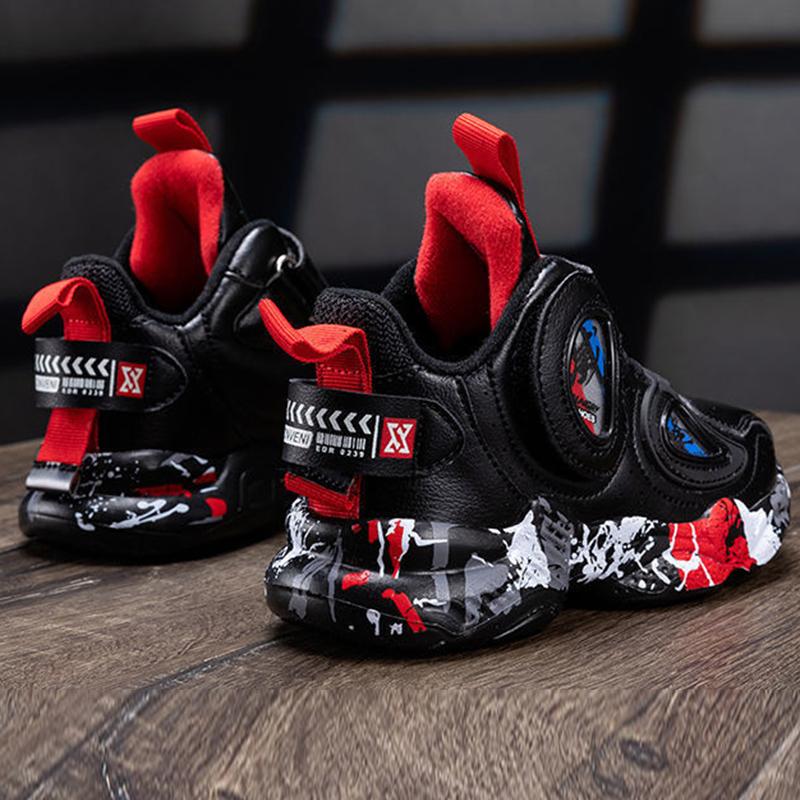 Boys Shoes Spring and Autumn Children's Sneakers Shoes Leather All-match Shock Absorption Support Waterproof Lightweight Running Shoes