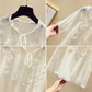 Chiffon Shirt Large Size Loose Women's Top Fashion Casual Hollow Lace Up Short Sleeve Top