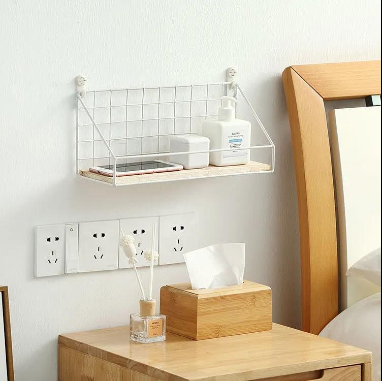 Simple-style Storage Rack Metal Waterproof Display Rack Home Punch-free Storage Rack for Kitchen Bathroom