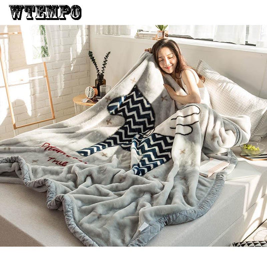 Blanket Quilt Thickened Double Coral Fleece Blanket Comfortable Dormitory Home Winter Blanket