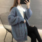Autumn and Winter Thick Coat Cardigan Fashion Casual Top Mid-length Loose Women Sweater