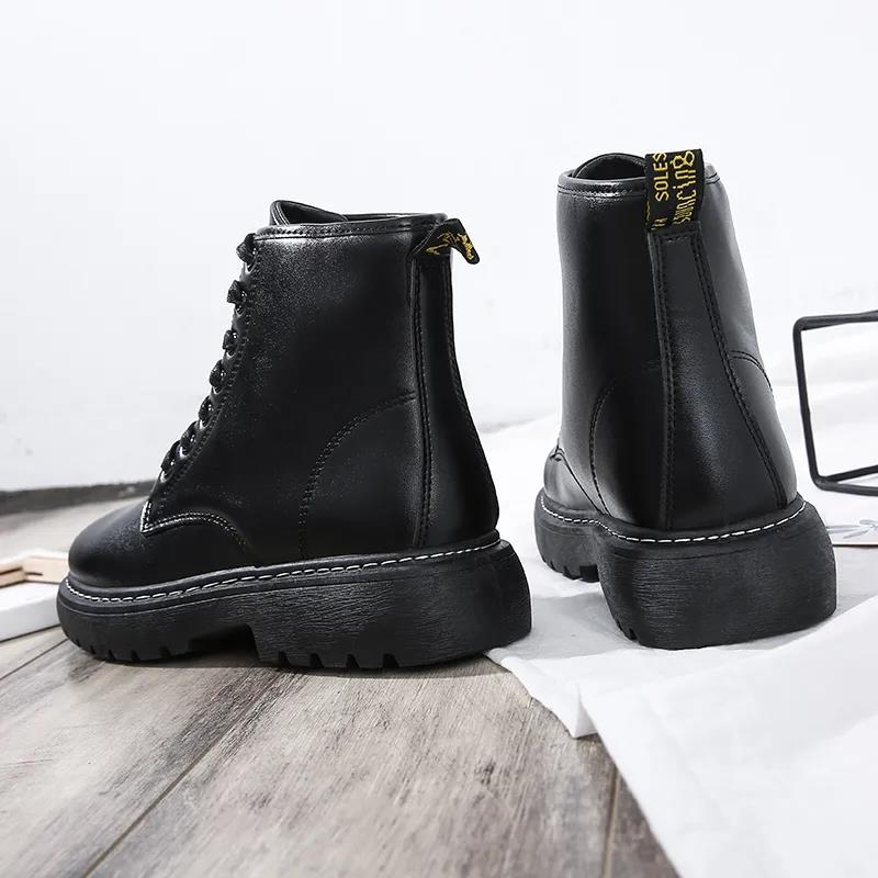 Men's High-top All Black Martin Boots Korean Style All-match Men's Trendy Shoes Non-slip Trend Casual Martin Shoes