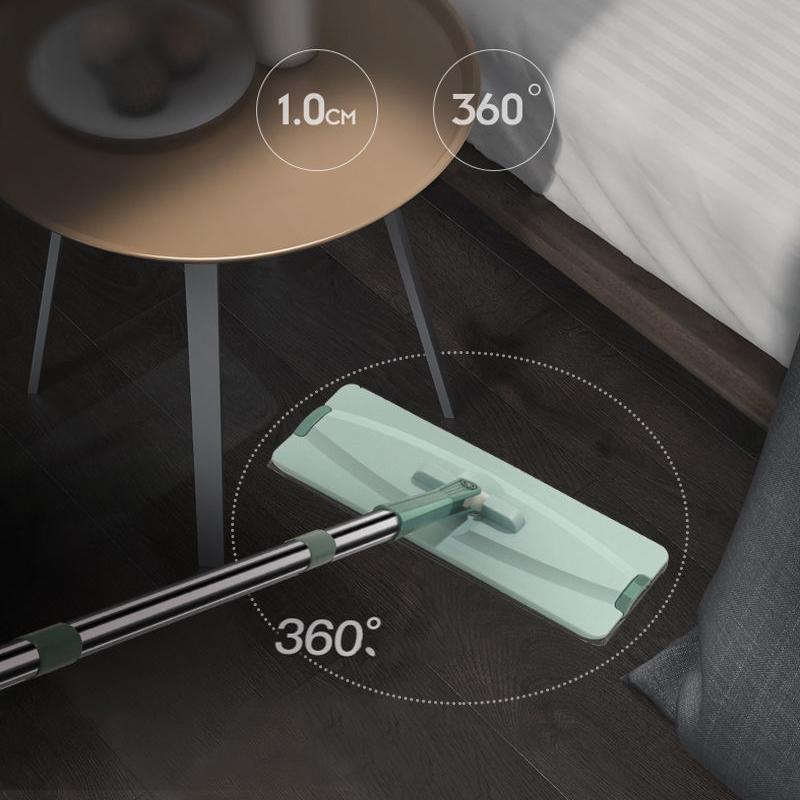Floor Mop Bucket Hand Free Household Automatic Flat Floor Mop Kitchen Home Wooden Floor Cleaning Microfiber Pads