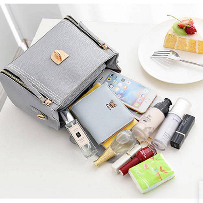 Women's Top-handle Bag Tote Bag Euramerican Style Crossbody Zipper Shoulder Bags with Bear Pendant